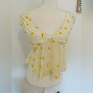 Summer Going Out Yellow Cute Babydoll Top